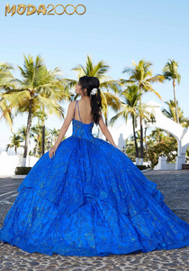 M2K60163 | Crystal Beaded Embroidered Flounced Quinceañera Dress