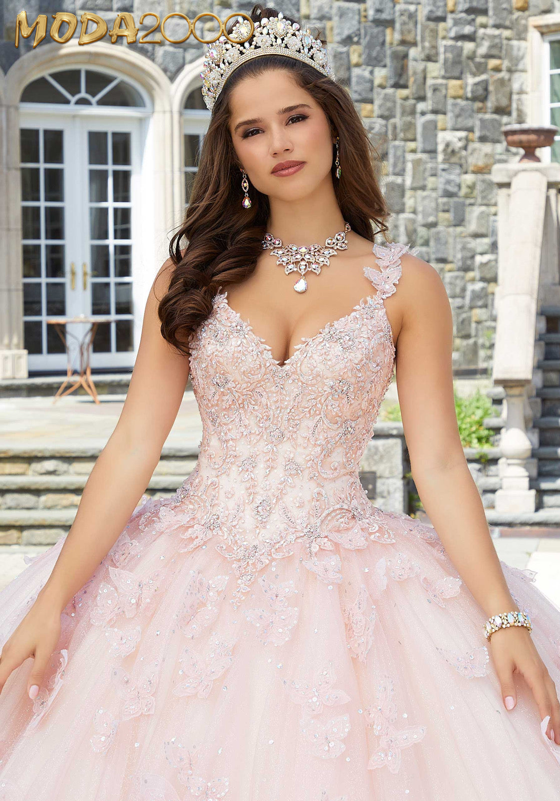 M2K34084 |  Three-Dimensional Butterfly and Embroidered Quinceañera Dress