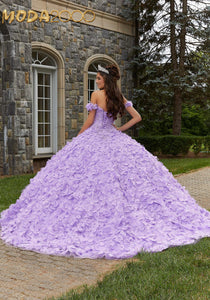 M2K89403 Crystal Beaded Lace Quinceanera Dress with Floral Skirt Moda 2000 LLC