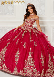 M2K30112 l Metallic Embroidered Glitter Tulle Quinceañera Dress