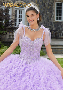 M2K89410 | Crystal Beaded Ruffled Quinceañera Dress