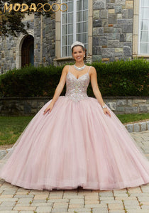 M2K60175 |  Rhinestone and Crystal Beaded Quinceañera Dress with Bow
