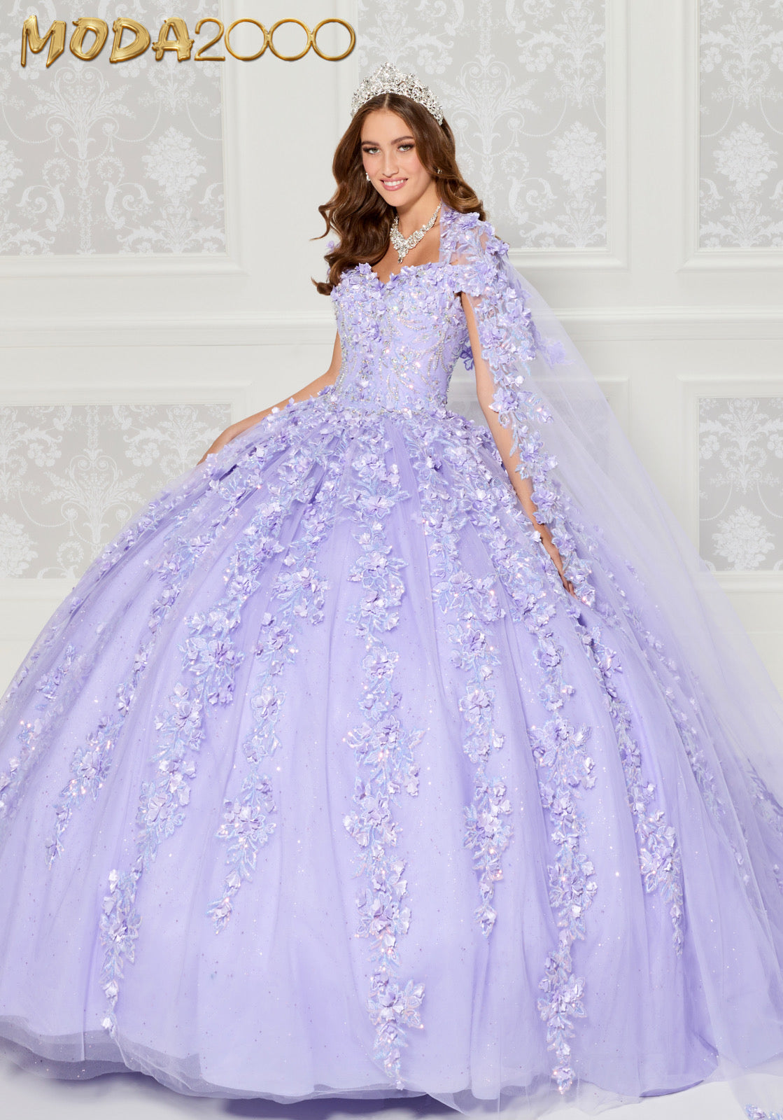 M2K30120 l Tulle Floral Princess Quinceañera Dress