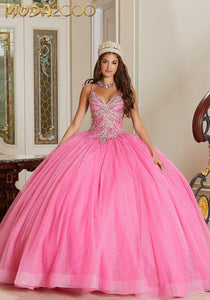 M2K60175 |  Rhinestone and Crystal Beaded Quinceañera Dress with Bow