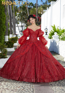 M2K89361 |   Crystal Beaded Metallic Lace Quinceañera Dress