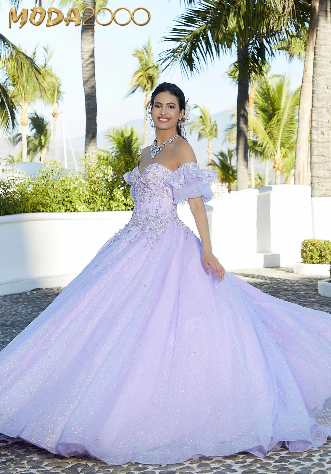 M2K60164 | Rhinestone and Crystal Beaded Embroidered