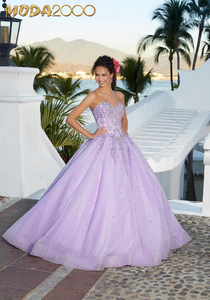 M2K60166 | Glitter Embroidered Glitter Tulle Quinceañera Dress