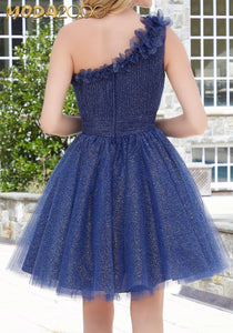 M2K9619 |. One Shoulder Sparkle Tulle Party Dress