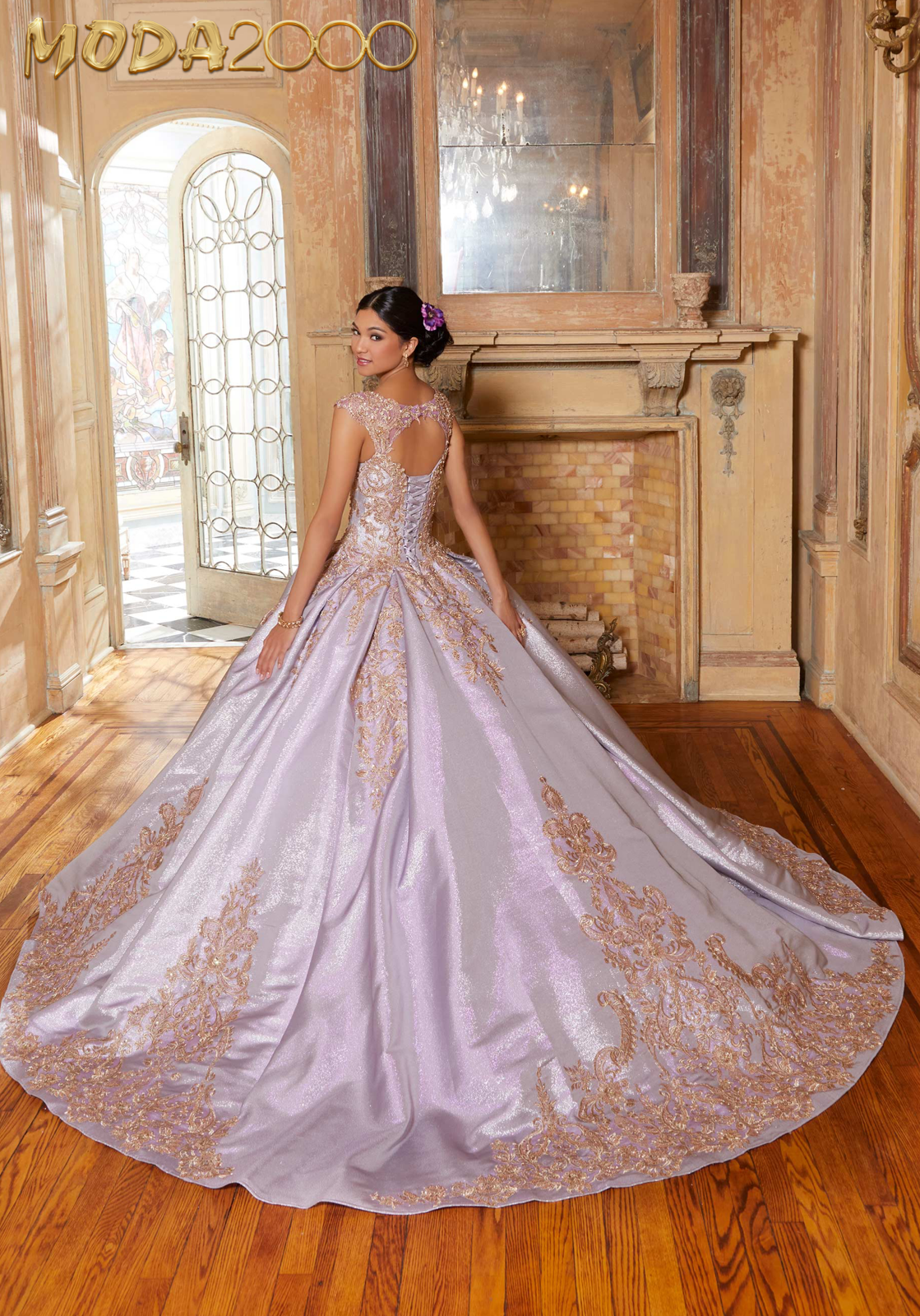 M2K34062 | Embroidered Medallion Satin Quinceañera Dress