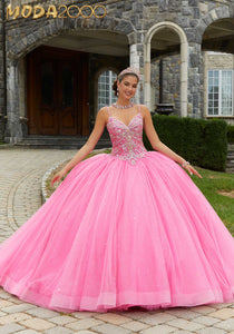 M2K60175 |  Rhinestone and Crystal Beaded Quinceañera Dress with Bow