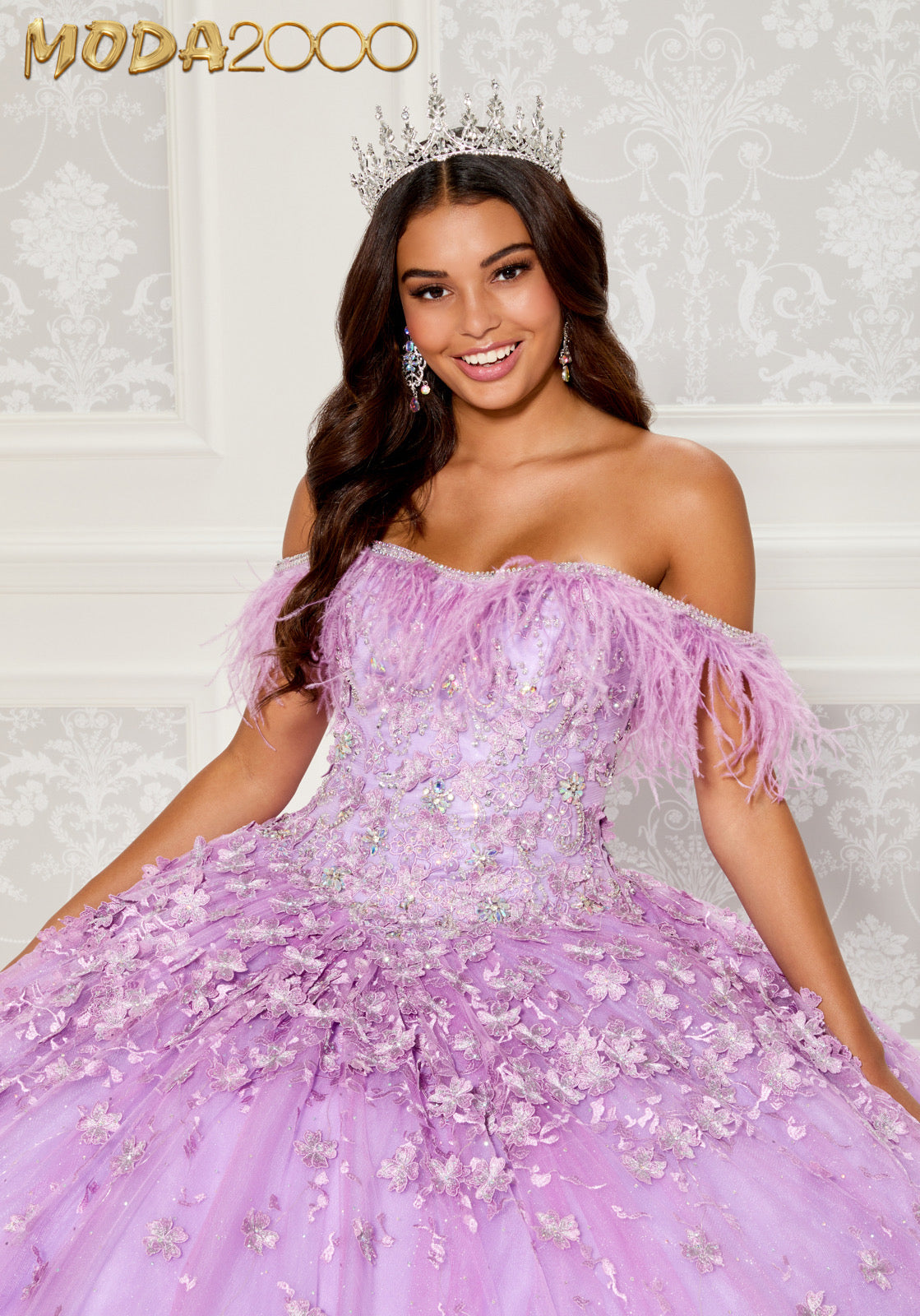 M2K30115 l Princess Tulle Quinceañera Dress with Feather Details