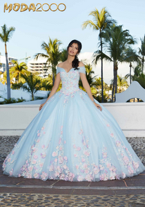 M2K60165 |  Three-Dimensional Floral Sparkle Appliqué Quinceañera Dress