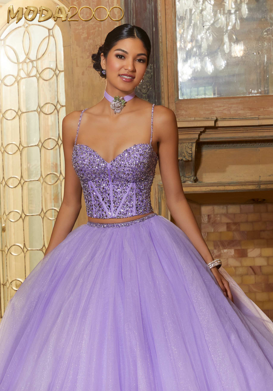 M2K60154 | Jewel Encrusted Two-Piece Quinceañera Dress