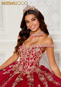 M2K30112 l Metallic Embroidered Glitter Tulle Quinceañera Dress